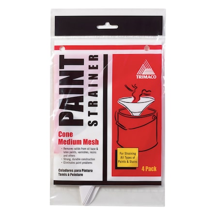 Triamco SuperTuff White Mesh Cone Paint Strainers, PK4 11101